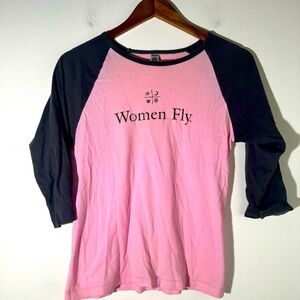 Women Fly Baseball Tee Shirt